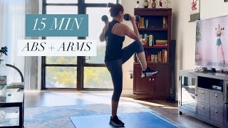 15 MIN STANDING ABS amp ARMS with weights [upl. by Nosnibor]