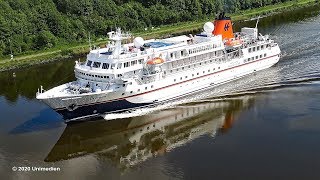 Bremen  spectacular aerial views of the HAPAGLLOYD CRUISES ship at Kiel Canal  4KQualityVideo [upl. by Ayokal]