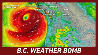 Deep Intensifying Bomb Cyclone Ready To Wallop BC  forecast [upl. by Minne]