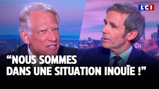 quotNous sommes dans une situation inouïe quot Dominique de Villepin invité de David Pujadas [upl. by Annaer]