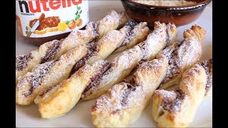 TORCIGLIONI DI PASTA SFOGLIA ALLA NUTELLA  Dolci Facili e Veloci [upl. by Ajed]