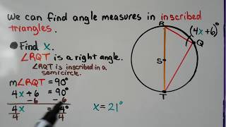 Geometry 124b Inscribed Triangle Inscribed Quadrilateral amp two theorems [upl. by Nyleda]