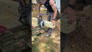 How to cut and set a deck post using post protectors for ground contact [upl. by Ahselef]