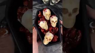 Halloween dessert white chocolate skull with sugar walnut brain Halloween Dark Cuisine Chocolate [upl. by Quinby]