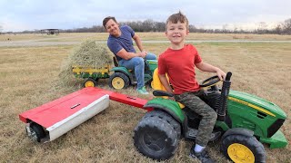 Playing on the farm with kids tractors and hay  Tractors for kids [upl. by Araminta]