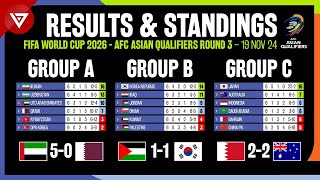 🔴MD6 FIFA World Cup 2026 AFC Asian Qualifiers Round 3 Results amp Standings Table as of 19 Nov 2024 [upl. by Paloma]