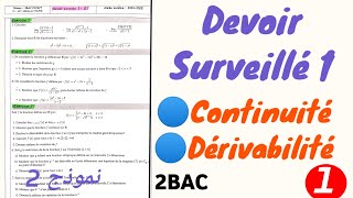 Devoir Surveillé 1  2bac PC SVT  continuité et dérivabilité partie1 [upl. by Yesak]