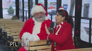 Daisy Jade hops aboard the Jolley Trolley with Santa Claus [upl. by Conroy738]