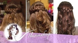 Peinado fácil Semirecogido con ondas y trenzas [upl. by Luapnoj]