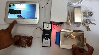 Electronic lock with video door phone and power supply and three remote combination [upl. by Tarazi]