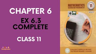 11th Class Chapter 6 Ex 63 Complete 1st Year Math FSC amp ICS [upl. by Florinda]