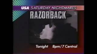 Razorback USA Network Saturday Nightmares TV Airing Ad 1989 [upl. by Bodrogi]