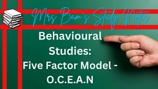 Mrs Bams study notes Five Factor Model of Personality OCEAN [upl. by Castora]