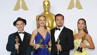 Oscar per quotIl caso Spotlightquot Iñárritu Di Caprio e Brie Larson [upl. by Aiouqahs726]