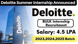 🔴 Deloitte Announced Summer Internship 2024 2025 Batch  Deloitte Jobs for 2023 2024 2025 Batch [upl. by Bradski]