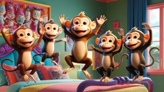 Five Little Monkeys Jumping on The Bed  Kids Song  Monkey Cartoon  Nursery Rhymes [upl. by Verity]