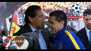 Saludo entre quotRamónquot y quotRománquot River  Boca Torneo Inicial 2013 Fecha 10 Fútbol Para Todos [upl. by Lluj]