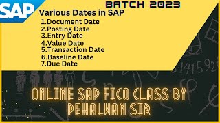 SAP Document Date Posting Date Entry Date Transaction Date Value Date Baseline Date Due Date [upl. by Willette]