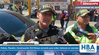 CONVENIO PROTESTAS  Fiscalía y Construcción Civil firman convenio para evitar violencia en marchas [upl. by Gardal701]