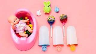 Satisfying 🍭 ASMR l Colors 🍭 Mixing Candy with Rainbow Bathtub  Color Food 🍭 Cutting Asmr [upl. by Borgeson819]