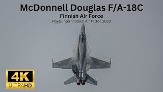 Vapors in the Rain  McDonnell Douglas FA18C  Finnish Air Force  RIAT 2023  Full Demo  Photos [upl. by Petrine]