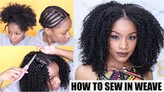 How To Natural Hair Sewin Weave Start to Finish [upl. by Mozelle]