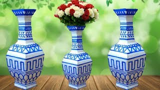 how to make flower vase\\flower vase with cardboard \\easy vase making \\dustu pakhe [upl. by Chris861]