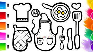 How to Draw Kitchen Utensils  Easy Step By Step [upl. by Ruhtracm623]