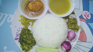 simply eating rice egg curry dal Shak alu vaja salad [upl. by Ahsed278]