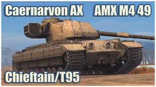 Caernarvon Action X AMX M4 mle 49 amp ChieftainT95 • WoT Blitz Gameplay [upl. by Jeromy]