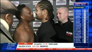 Dereck Chisora kisses Carl Baker during a staredown [upl. by Demeter]