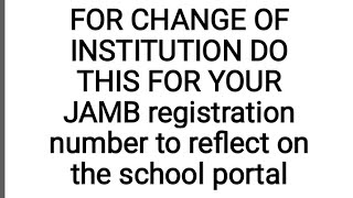 HOW LONG IT TAKES FOR JAMB REGISTRATION NUMBER TO Reflect on the school portal [upl. by Sarnoff488]