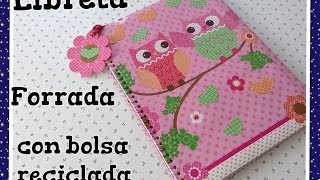 LIBRETA FORRADA CON UNA BOLSA DE REGALO RECICLADA DIY [upl. by Asante]