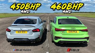 BMW vs AUDI TUNED 450HP BMW M240I vs TUNED 460HP AUDI RS3 [upl. by Aluor552]