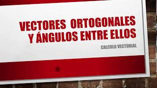 Vectores Ortogonales Ángulo entre Vectores [upl. by Neerac]