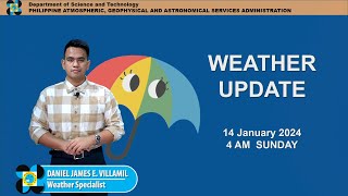 Public Weather Forecast issued at 4AM  January 14 2024  Sunday [upl. by Pettifer]