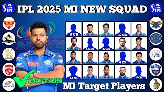 Mumbai Indians New Squad For IPL 2025 🎯 [upl. by Arinay152]