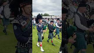 scotlandthebrave as drummajors lead massed pipesanddrums after opening 2024 Aboyne Games shorts [upl. by Annij]