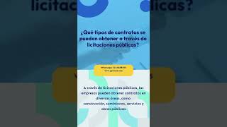 ¿Qué tipos de contratos se pueden obtener a través de licitaciones públicas [upl. by Alyhs]