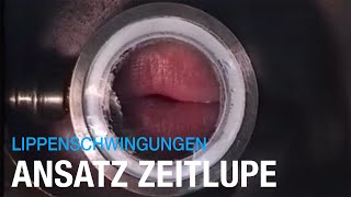 Die Lippenschwing bei Trompete und Posaune Zeitlupen Einblicke in das Mundstück [upl. by Asiat640]