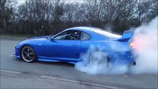 INSANE Supra sounds  2JZ BRUTAL sound anti lag 2 step  flames burnouts  launch control [upl. by Lethia]