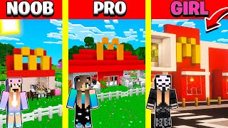 Minecraft Battle MCDONALDS RESTAURANT BUILD CHALLENGE  NOOB vs PRO vs GIRL  Animation [upl. by Anivlac]