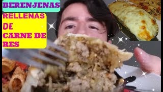 BERENJENAS RELLENAS DE CARNE MOLIDA DE RES en sarten ó en horno [upl. by Zins]