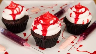 How to Make Edible Fake Blood amp Bloody Halloween Cupcakes from Cookies Cupcakes and Cardio [upl. by Sergo]