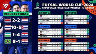 🔴 MD2 FIFA FUTSAL WORLD CUP 2024 Group Results amp Standings Table as of 17 Sep 2024 [upl. by Wynnie457]