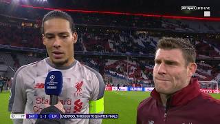 quotWe totally deserved to go throughquot Virgil van Dijk amp James Milner react to Bayern 13 Liverpool [upl. by Yerok]