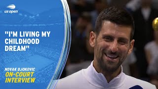 Novak Djokovic OnCourt Interview  2023 US Open Final [upl. by Epotimet]