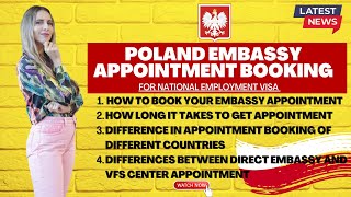 Poland Embassy Appointment Booking 2023  Poland National Visa [upl. by Herrington]