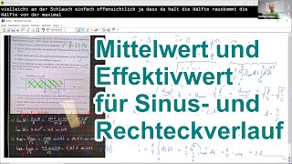 Berechnung des Mittelwerts und Effektivwerts für sinus und rechteckförmige Wechselspannung amp strom [upl. by Alano]