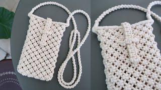 SUB DIY Macrame Phone bag  mini cross bag  마크라메 핸드폰 가방 만들기 [upl. by Alac]